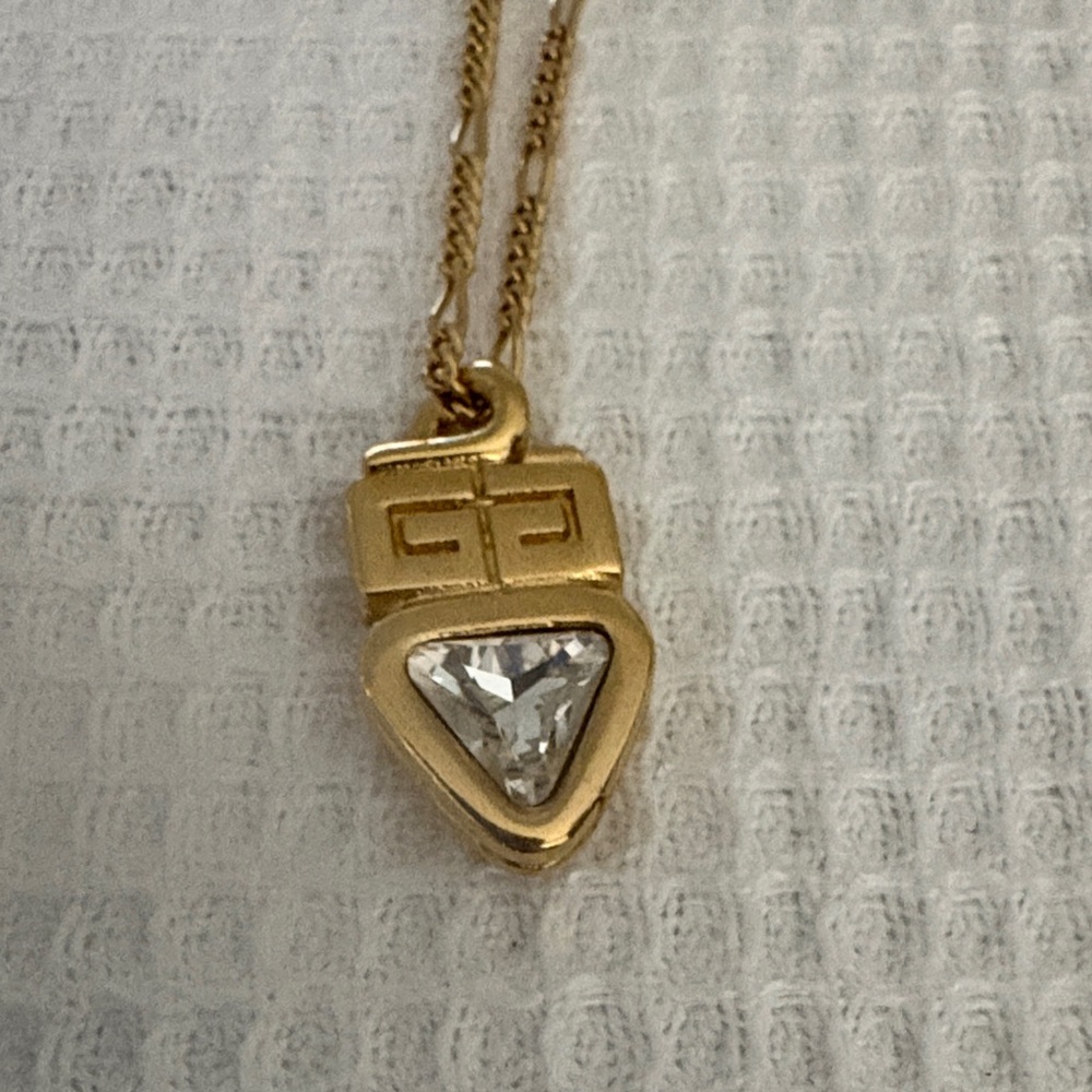 Givenchy Gold Necklace with Crystal Pendant